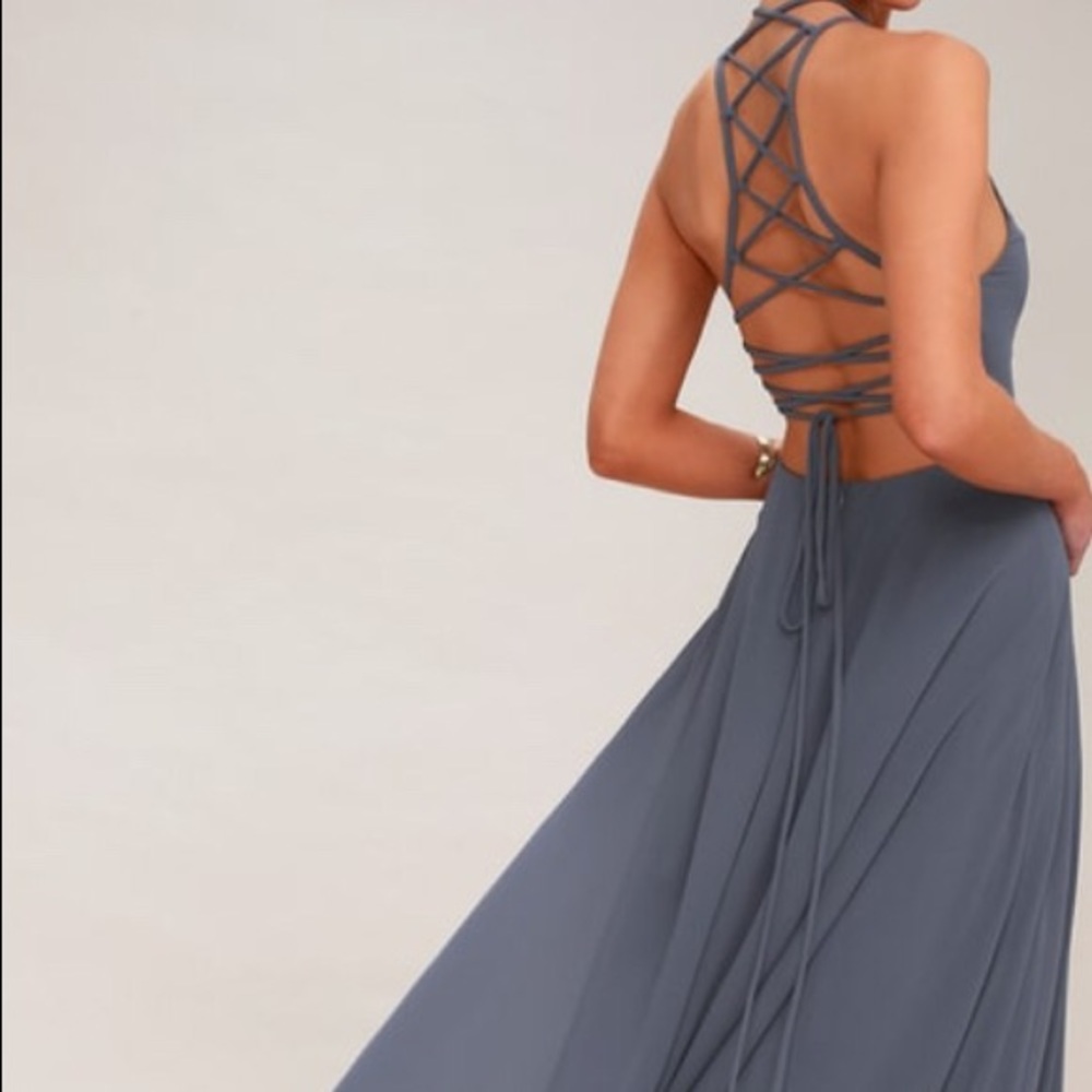 Lulus Blue Chiffon Maxi Dress